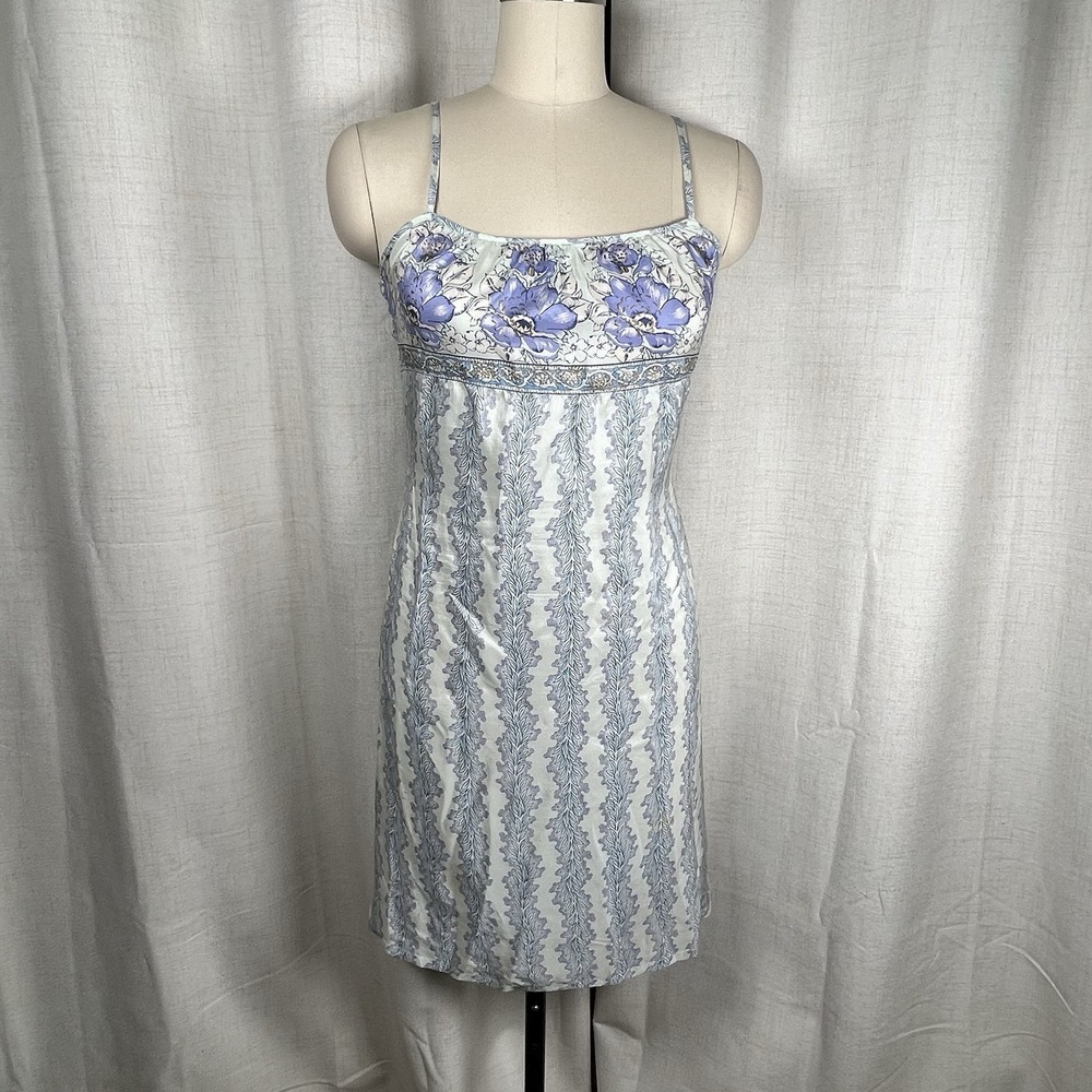 Vintage‎ Y2K 90s ESPRIT Floral Chemise Babydoll  100% Silk Slip Dress 7/8 READ